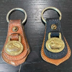 Vintage Dooney & Bourke Leather Keychains with Gold Accents